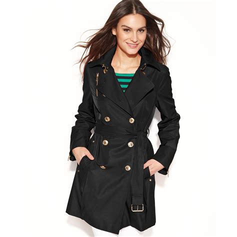 black michael kors trench coat|michael kors husk waterproof coat.